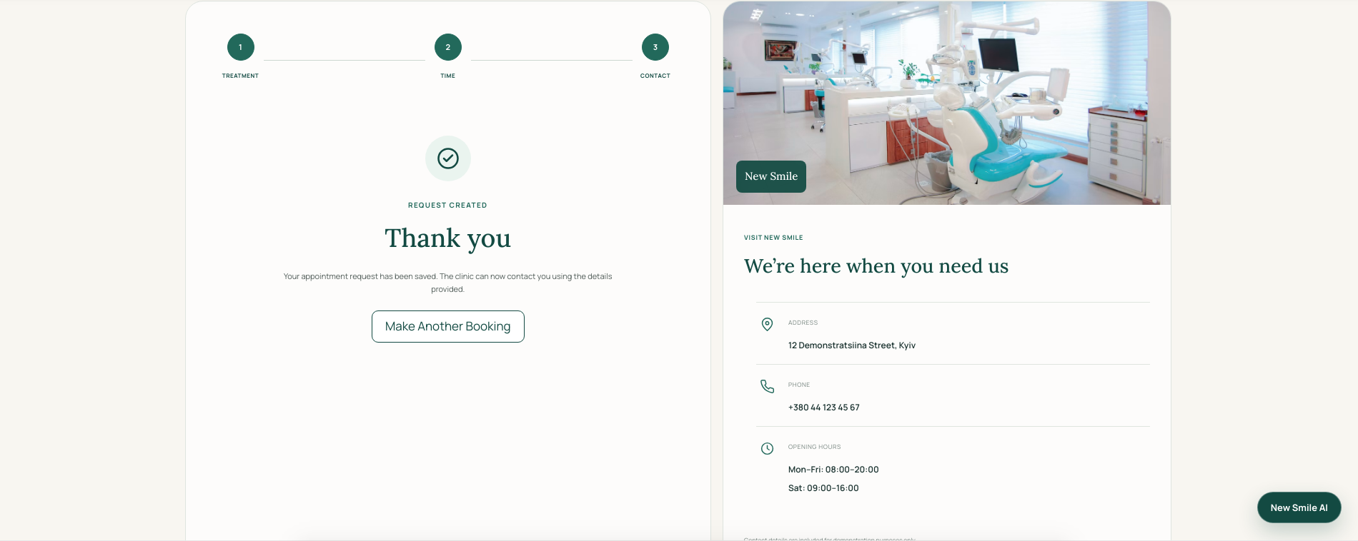 New Smile booking flow